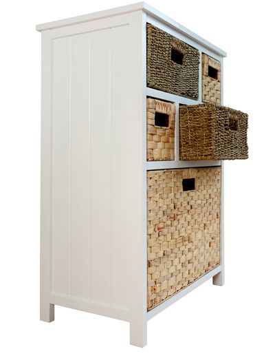 Tetbury white cabinet with 5 storage baskets